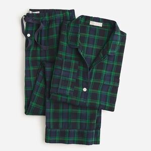 NWT J. Crew Flannel long-sleeve pajama pant set in Black Watch tartan
